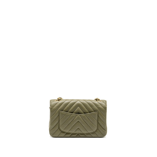 Chanel Chevron Mini Rectangular Flap Bag Calfskin Khaki