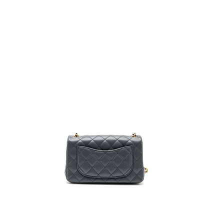 Chanel pearl crush mini rectangular flap bag Lambskin dark grey  (microchip)