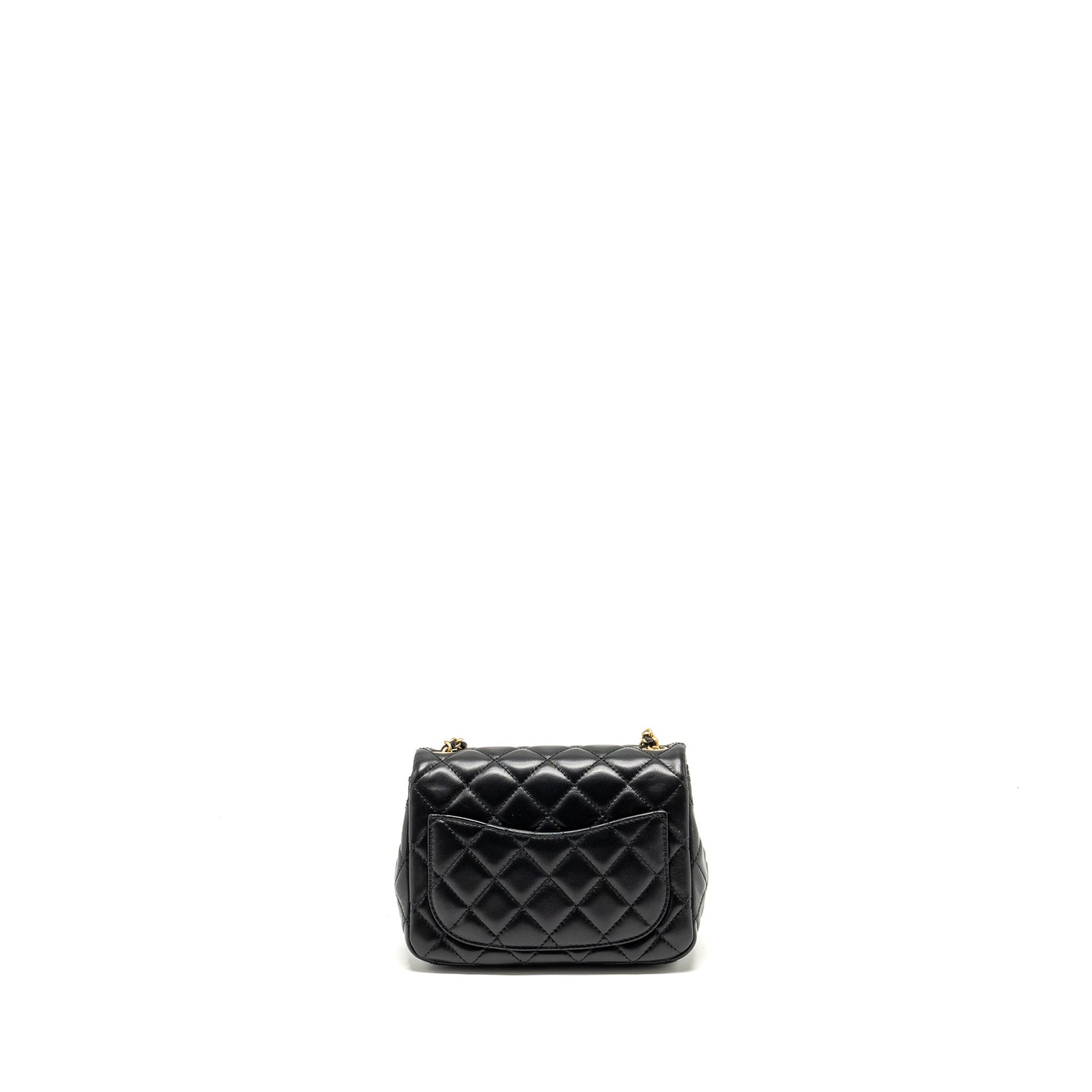 Chanel Pearl Crush Mini Square Flap Bag Lambskin Black  (microchip)