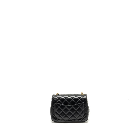 Chanel Pearl Crush Mini Square Flap Bag Lambskin Black  (microchip)