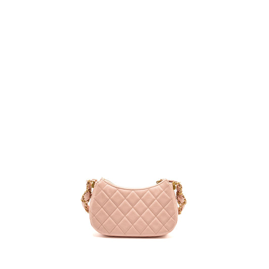 Chanel 23K Small Hobo Bag Calfskin Pink  (microchip)