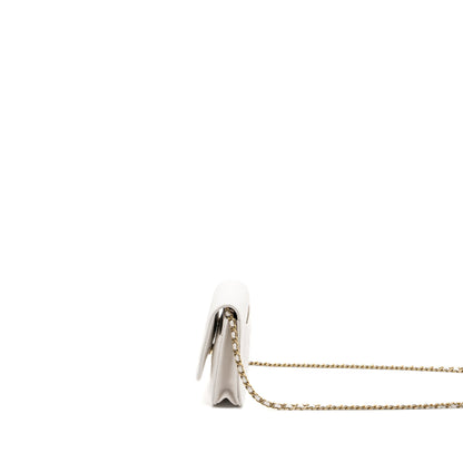 CHANEL classic wallet on chain caviar white L (Microchip)