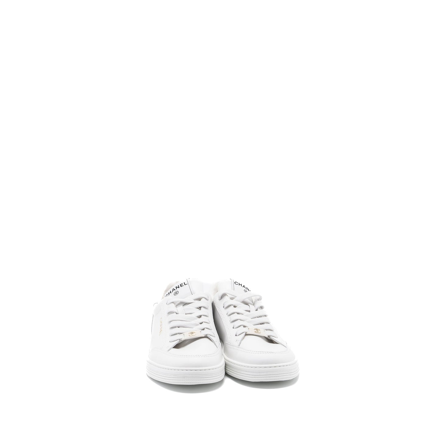 Chanel size 38.5 sneakers black / white