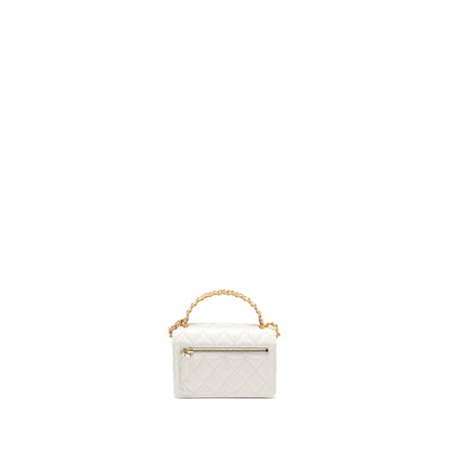 Chanel 23p rainbow letter handle mini wallet on chain calfskin white  (microchip)