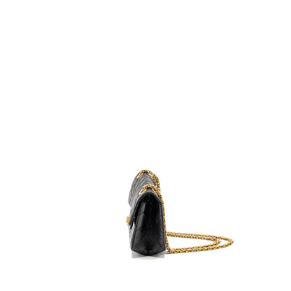 CHANEL Mini 2.55 Reissue Flap Bag Aged Calfskin Black Brushed  (Microchip)