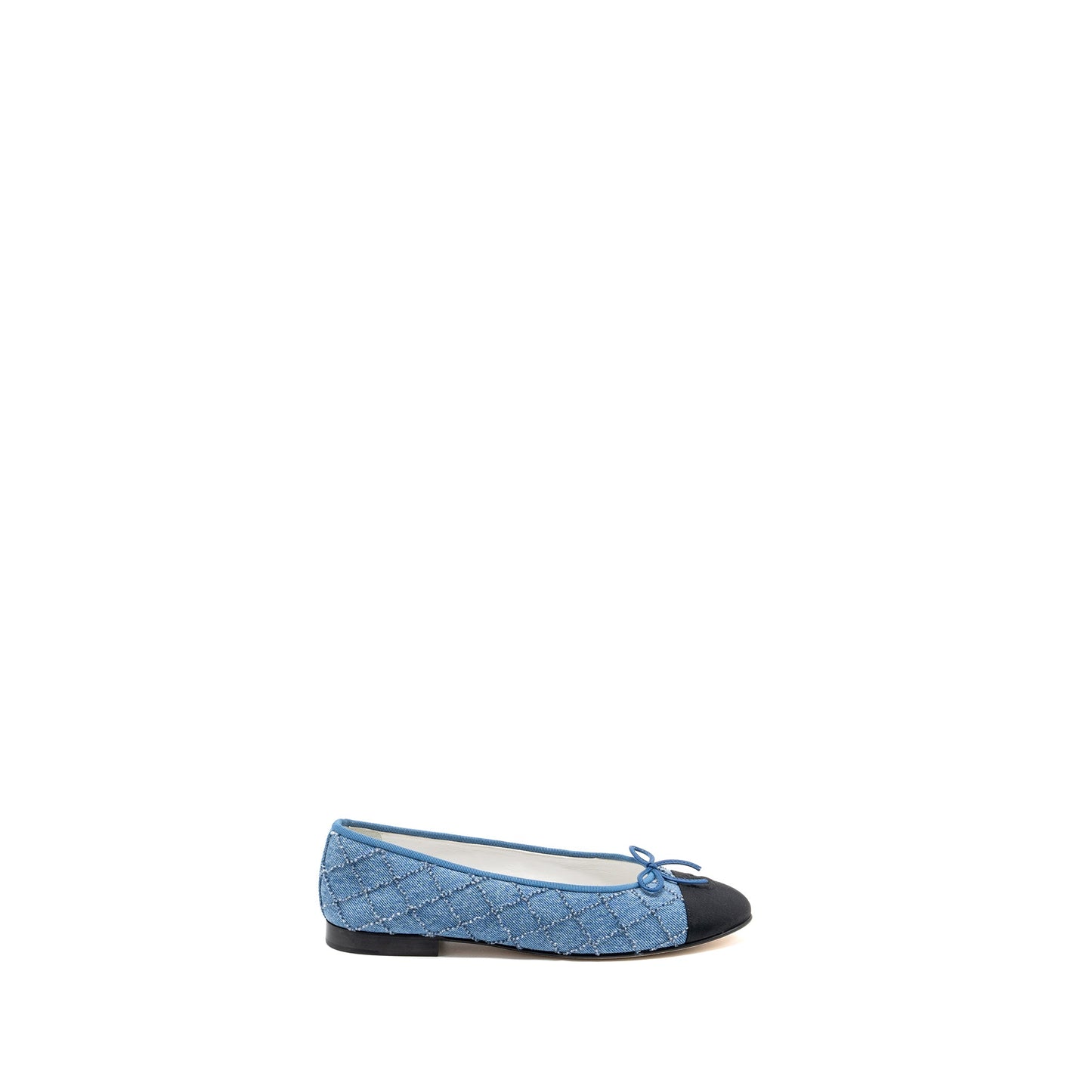 Chanel Size 41.5 Ballerina Flat Shoes Denim Blue/Black