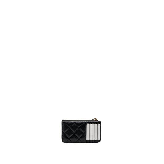 Chanel flap with zip card holder caviar black  (microchip)