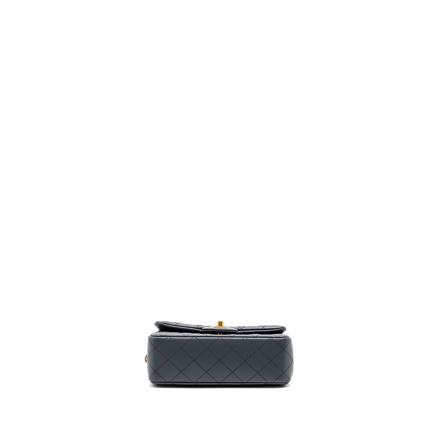 Chanel pearl crush mini rectangular flap bag Lambskin dark grey  (microchip)