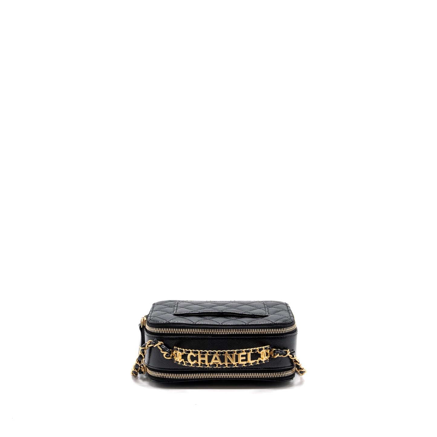 Chanel Letter top Handle Small vanity case caviar Black Brushed (microchip)