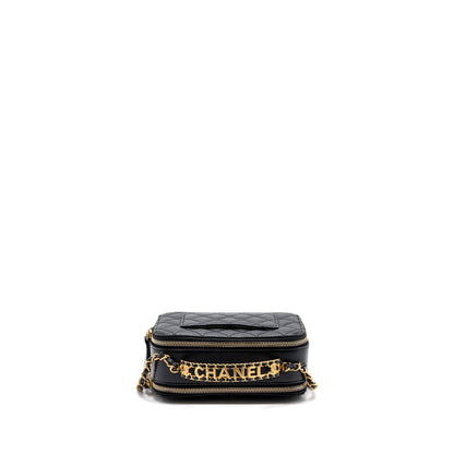Chanel Letter top Handle Small vanity case caviar Black Brushed (microchip)