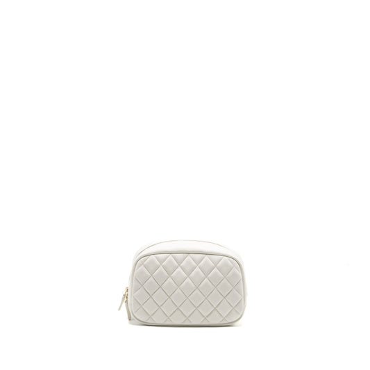 Chanel timeless classic pouch grained calfskin white L (microchip)