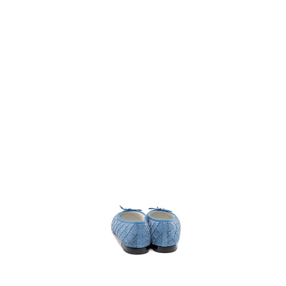 Chanel Size 41.5 Ballerina Flat Shoes Denim Blue/Black