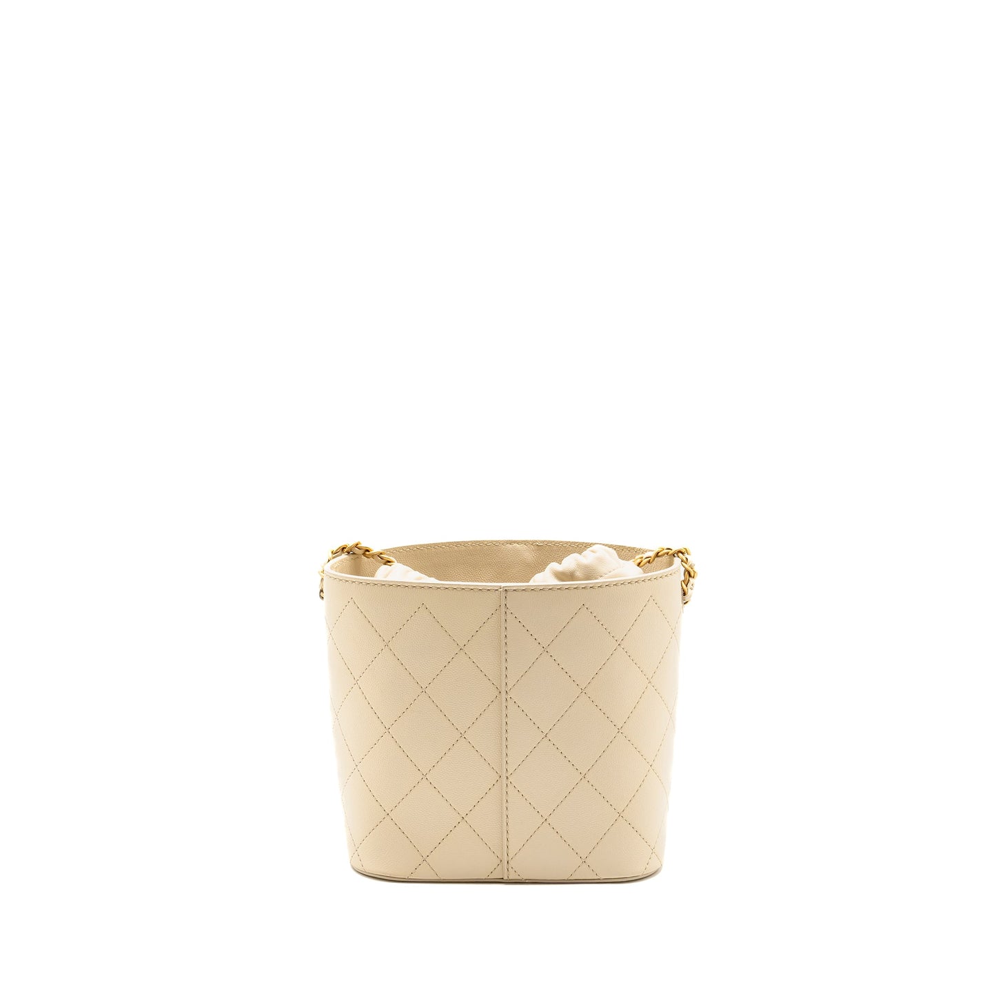 Chanel bucket bag lambskin creamy white