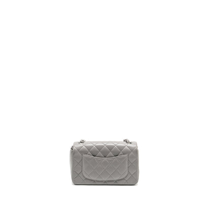 Chanel Mini Rectangular Flap Bag Lambskin Light Grey (Microchip)