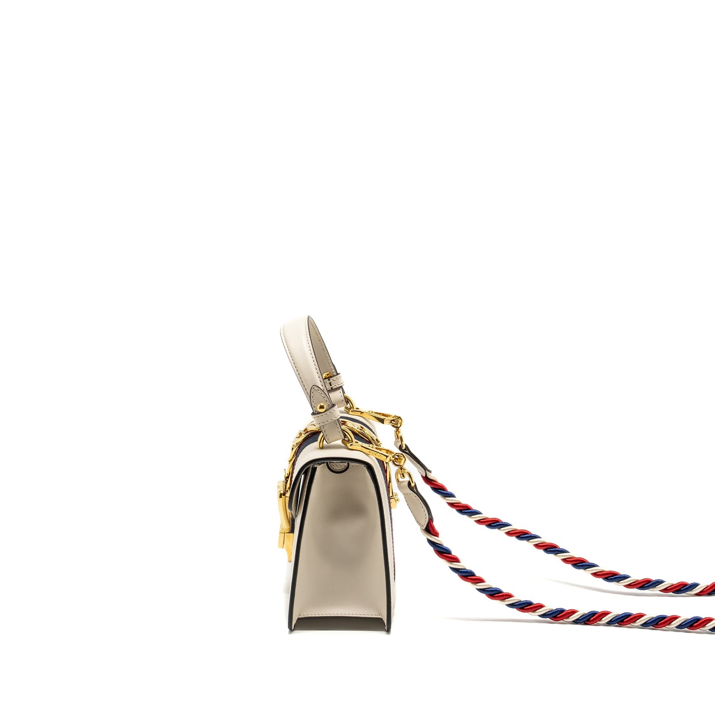Gucci Mini Sylvie Top Handle Bag Calfskin White
