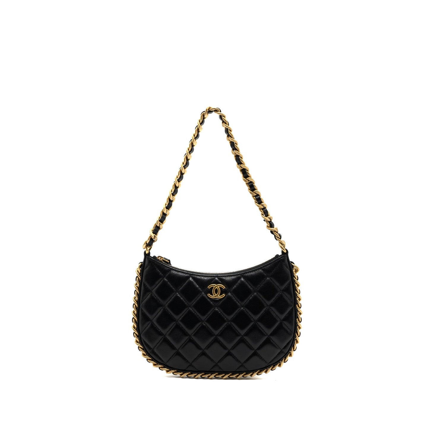 Chanel 23b Hobo Shoulder Bag Lambskin Black Brushed (Microchip)