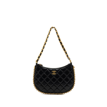 Chanel 23b Hobo Shoulder Bag Lambskin Black Brushed (Microchip)
