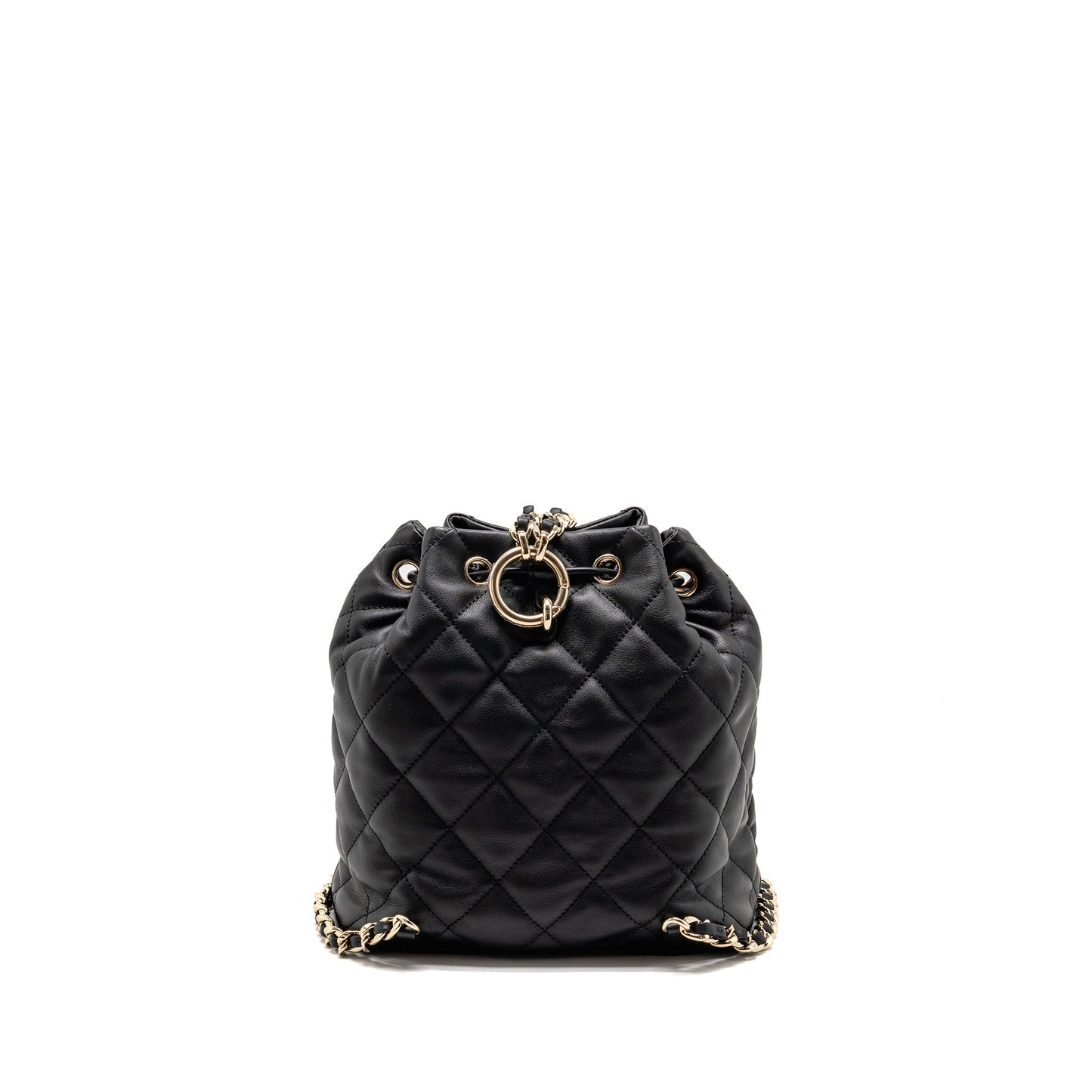 Chanel Drawstring Two Pockets Backpack Calfskin Black