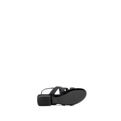 Chanel Size 39 21K Grosgrain Chain CC Logo With White Bow Sandals Black L