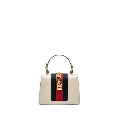 Gucci Mini Sylvie Top Handle Bag Calfskin White