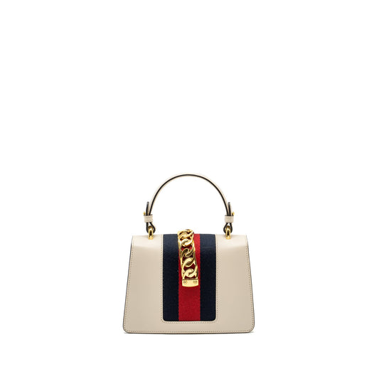 Gucci Mini Sylvie Top Handle Bag Calfskin White