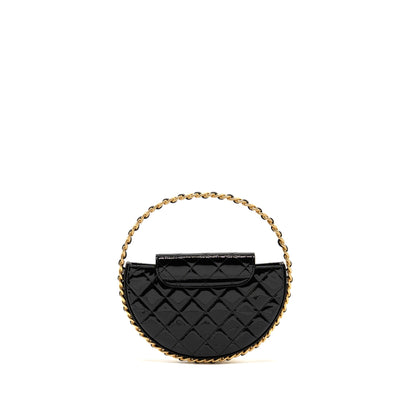 Chanel 23K Hoop Bag Patent Leather Black  (Microchip)
