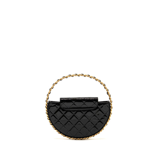 Chanel 23K Hoop Bag Patent Leather Black  (Microchip)