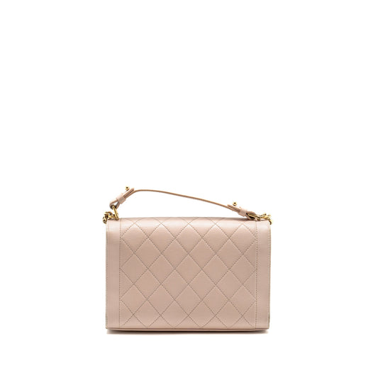 Chanel 17C Click Label Shoulder Bag Calfskin Light Pink L