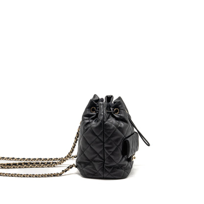 Chanel Drawstring Two Pockets Backpack Calfskin Black