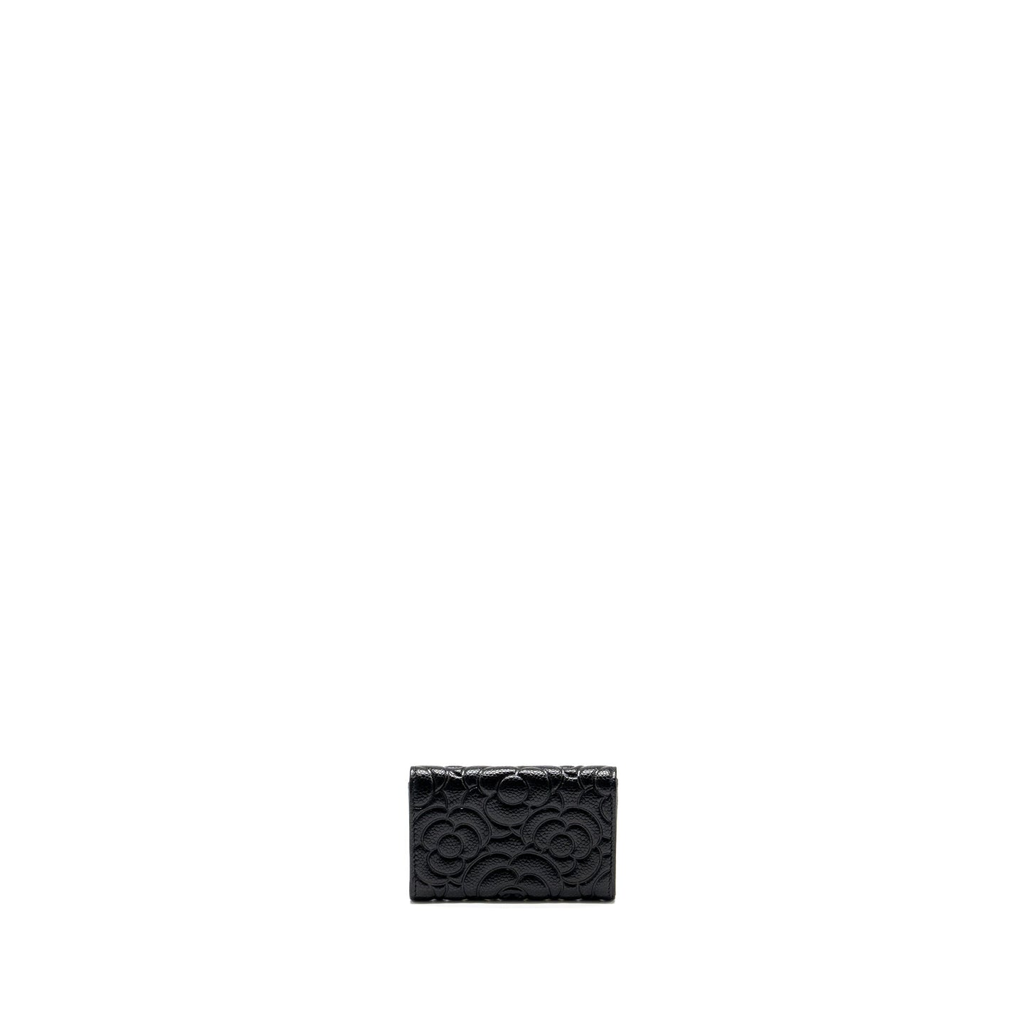 Chanel Camellia Embossed Card Holder Caviar Black