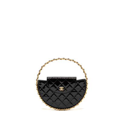 Chanel 23K Hoop Bag Patent Leather Black  (Microchip)