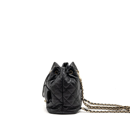 Chanel Drawstring Two Pockets Backpack Calfskin Black