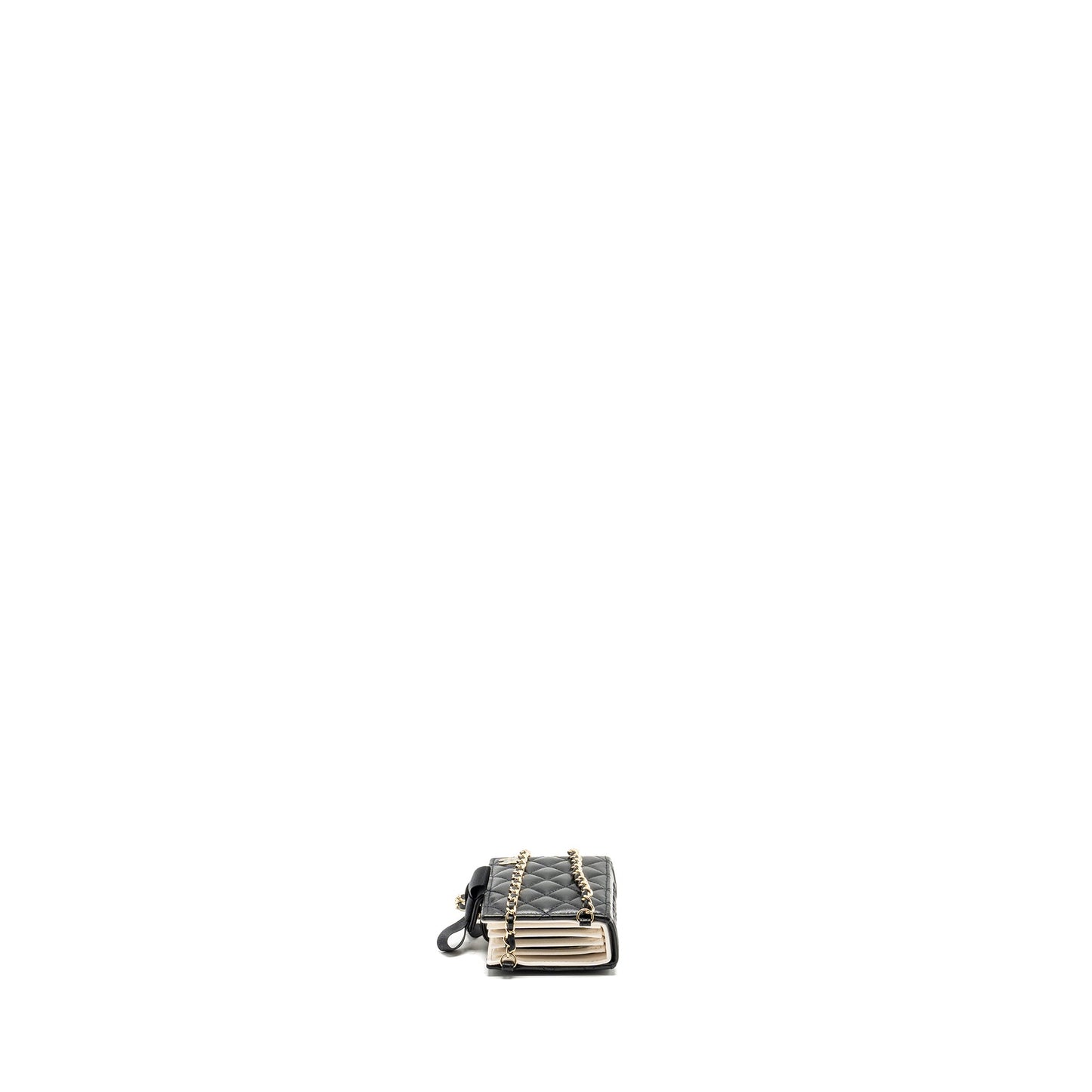 Chanel mini Book Card Holder with Chain Lambskin Black L (microchip)