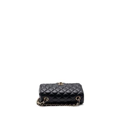 CHANEL MINI RECTANGULAR FLAP BAG LAMBSKIN BLACK L (MICROCHIP)