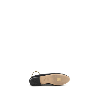Chanel Size 37 Ballerinas Shoes Canvas/Leather Black L