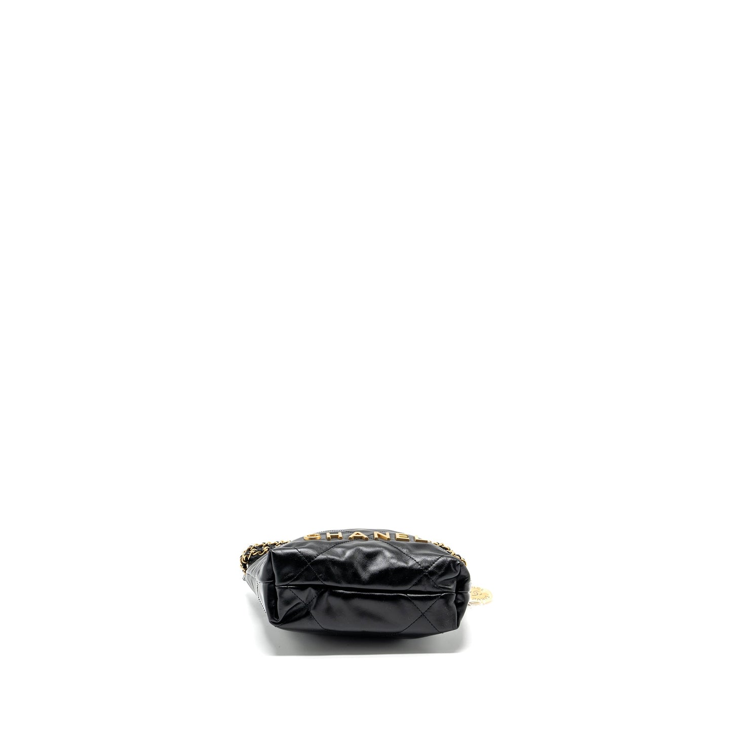 Chanel Mini 22 Bag Shiny Calfskin Black  (Microchip)