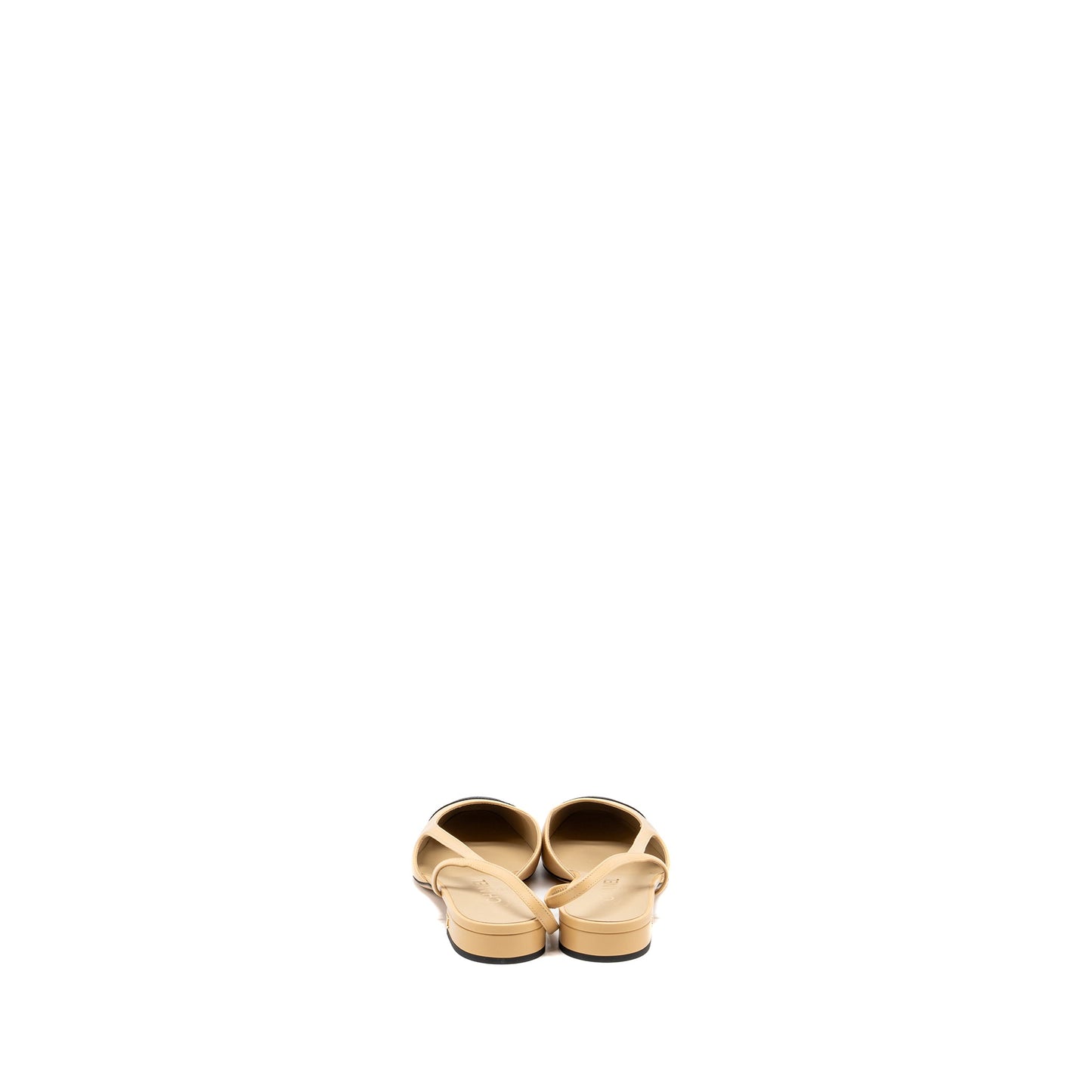Chanel Size 41.5 Slingback Flats Calfskin Beige/Black