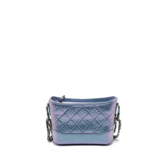 Chanel Small Gabrielle Hobo Bag Aged Calfskin Iridescent Blue Multicolour Hardware