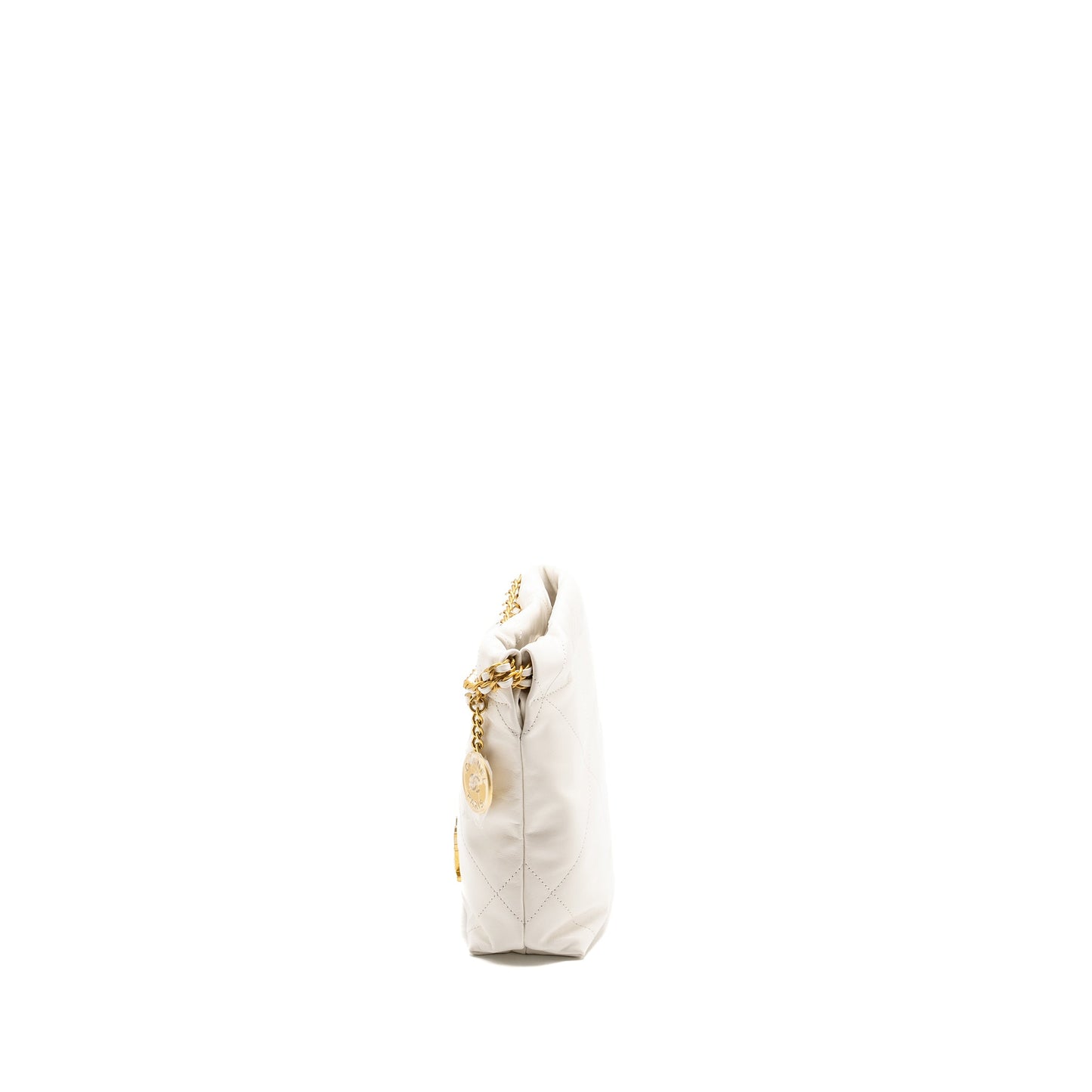 Chanel Mini 22 Bag Shiny Calfskin White  (Microchip)