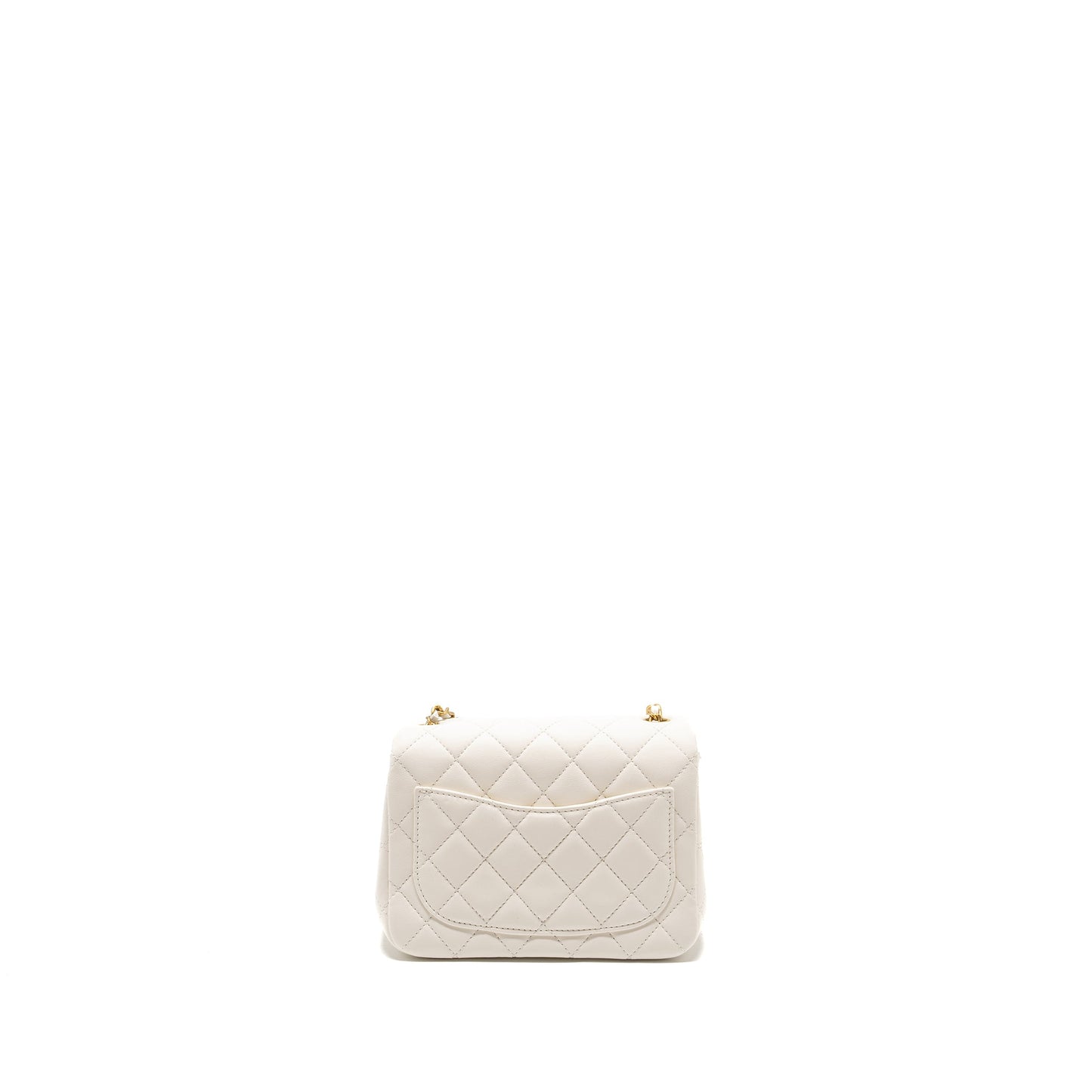 Chanel Pearl Crush Mini Square Lambskin White  (microchip)