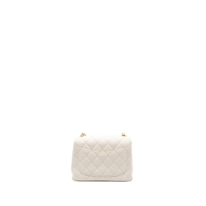 Chanel Pearl Crush Mini Square Lambskin White  (microchip)