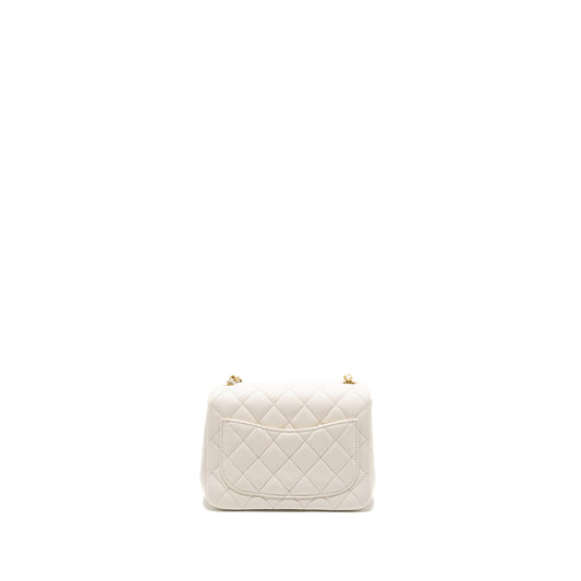 Chanel Pearl Crush Mini Square Lambskin White  (microchip)