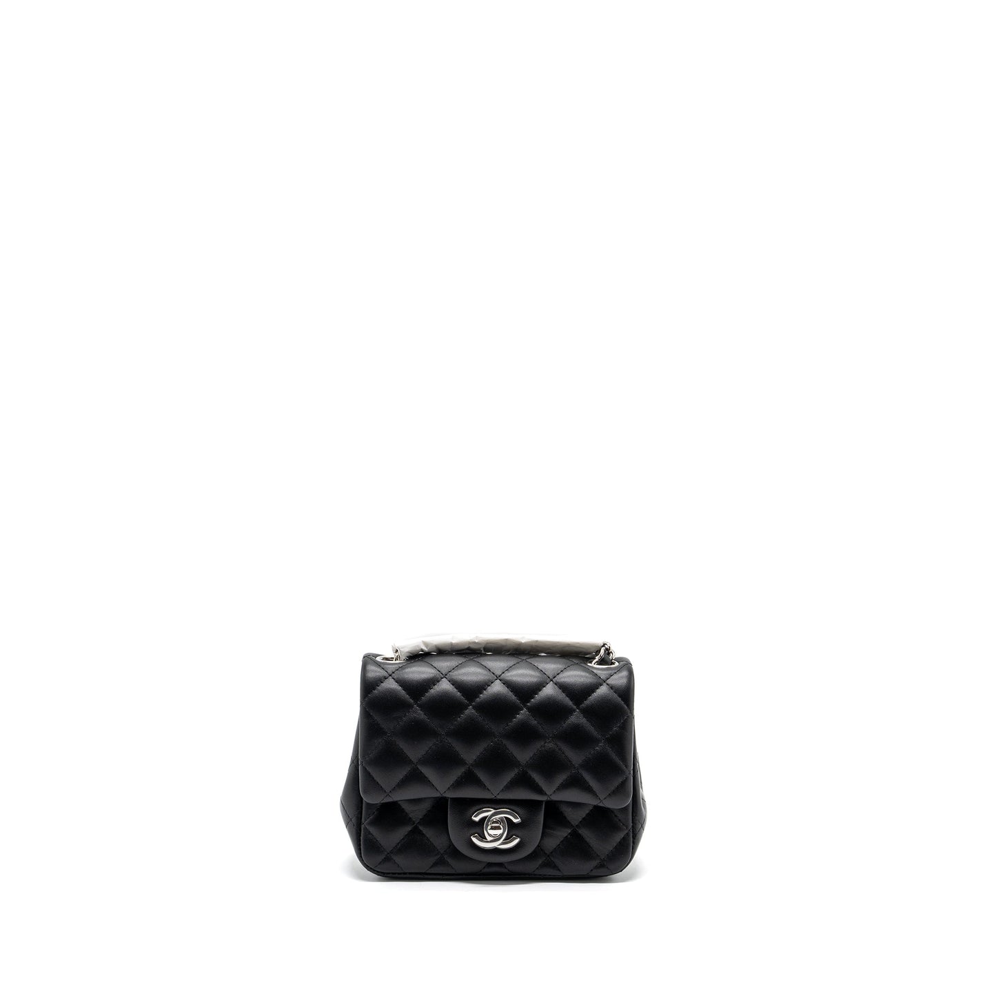 Chanel mini square flap bag lambskin Black  (microchip)