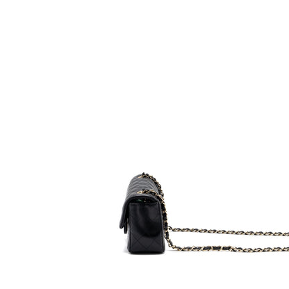 CHANEL MINI RECTANGULAR FLAP BAG LAMBSKIN BLACK L (MICROCHIP)