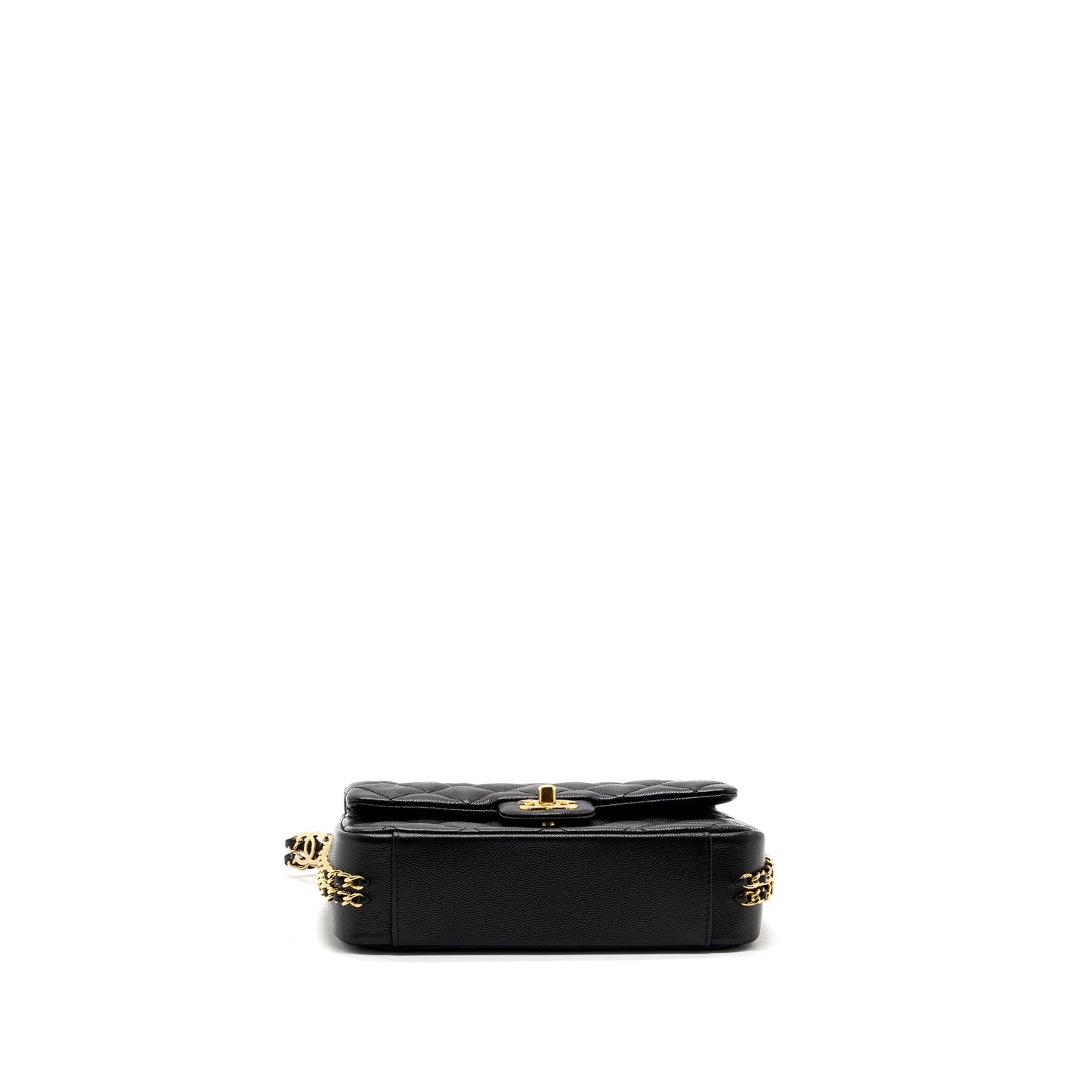 Chanel 23C flap bag with cc logo chain caviar black  (microchip)