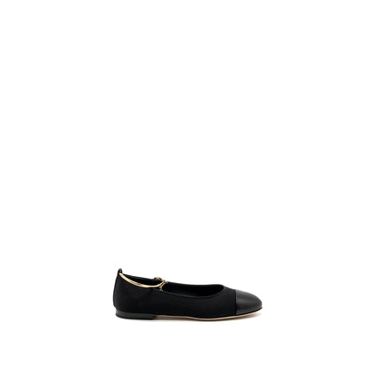 Chanel Size 37 Ballerinas Shoes Canvas/Leather Black L