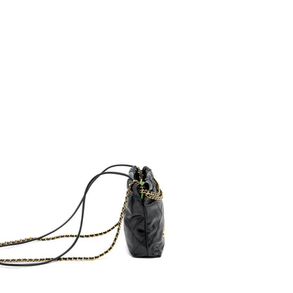 Chanel Mini 22 Bag Shiny Calfskin Black  (Microchip)