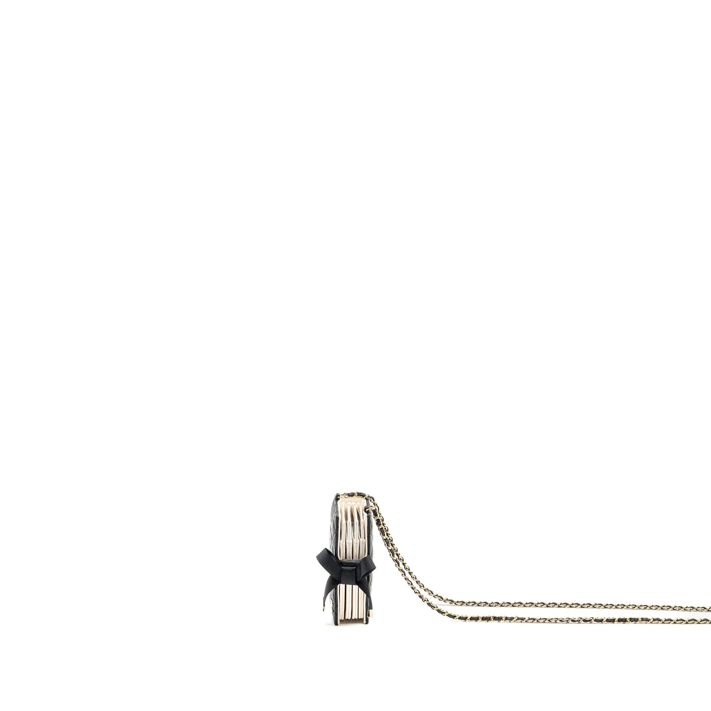 Chanel mini Book Card Holder with Chain Lambskin Black L (microchip)