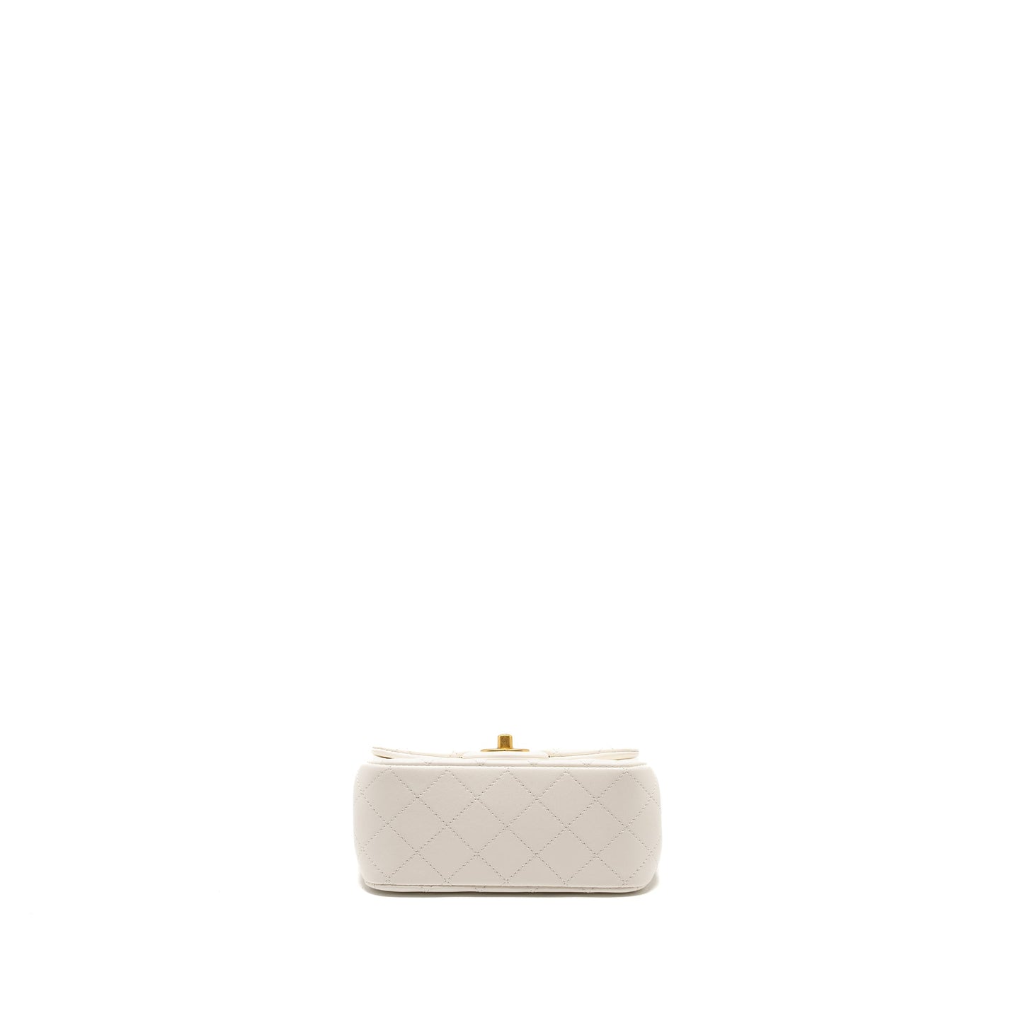 Chanel Pearl Crush Mini Square Lambskin White  (microchip)