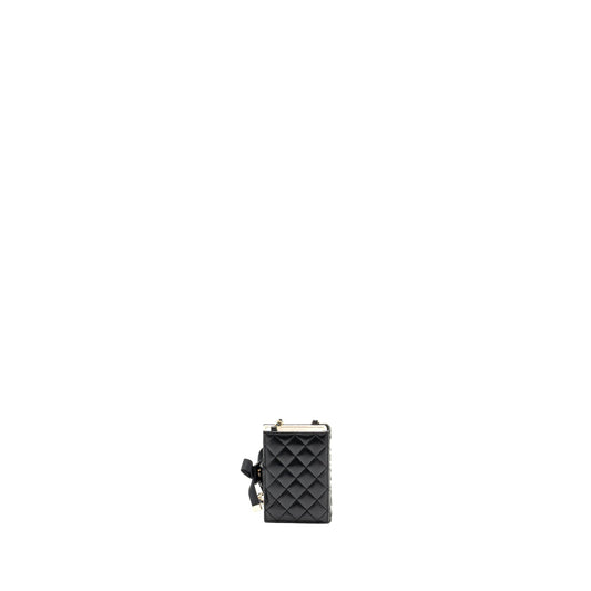 Chanel mini Book Card Holder with Chain Lambskin Black L (microchip)